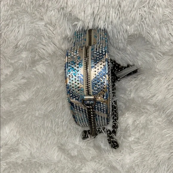 Kurt Geiger Blue and Silver Heart Crossbody with Crystal Detail - Picture 6 of 8